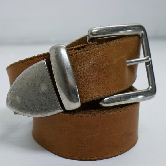 Vintage 90s Brown Leather Coastal Cowgirl Western Silver Tone Long Belt main image 7